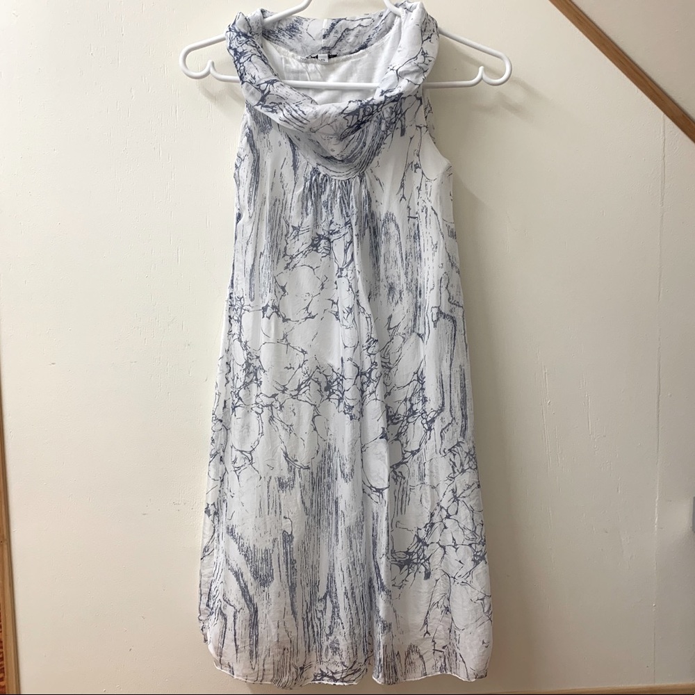 Flowy Cowl Marbled Neck Dress